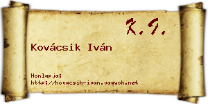 Kovácsik Iván névjegykártya
